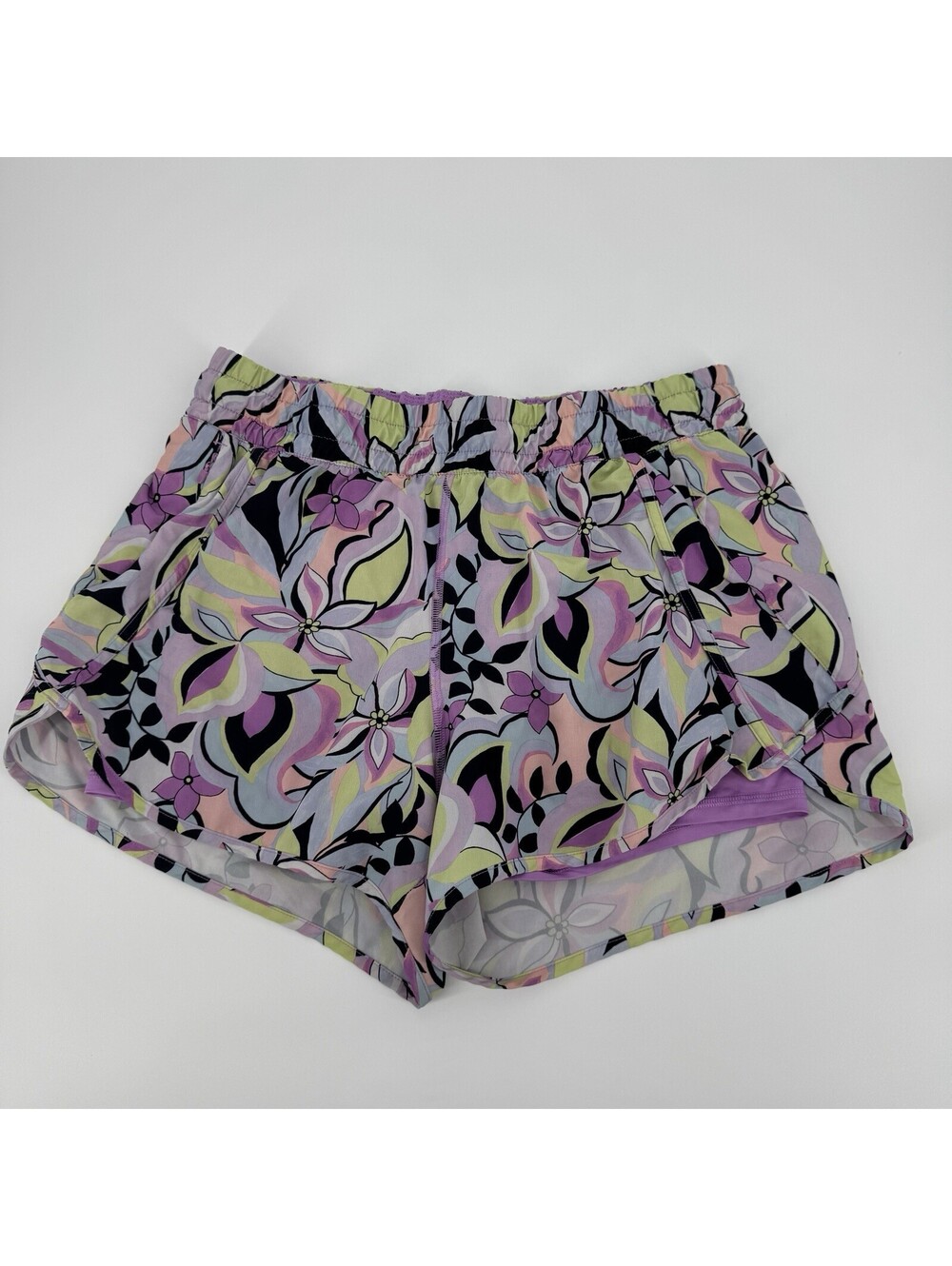 Avia  Running Shorts Liner Purple Floral Activewear Athleisure Women’s Size L
